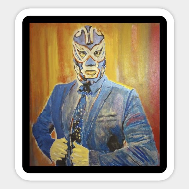 luchador Sticker by Mike Nesloney Art